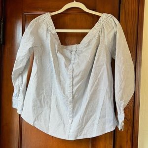 Off-the-shoulder Stripped Button Down